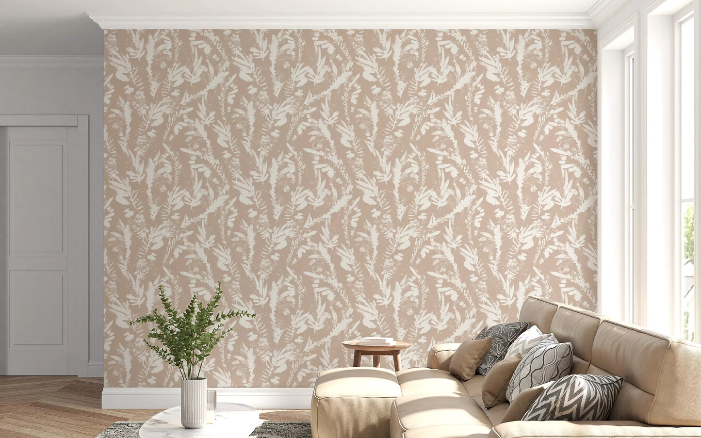 Earthy Brushstroke Leaves Wallpaper⁠