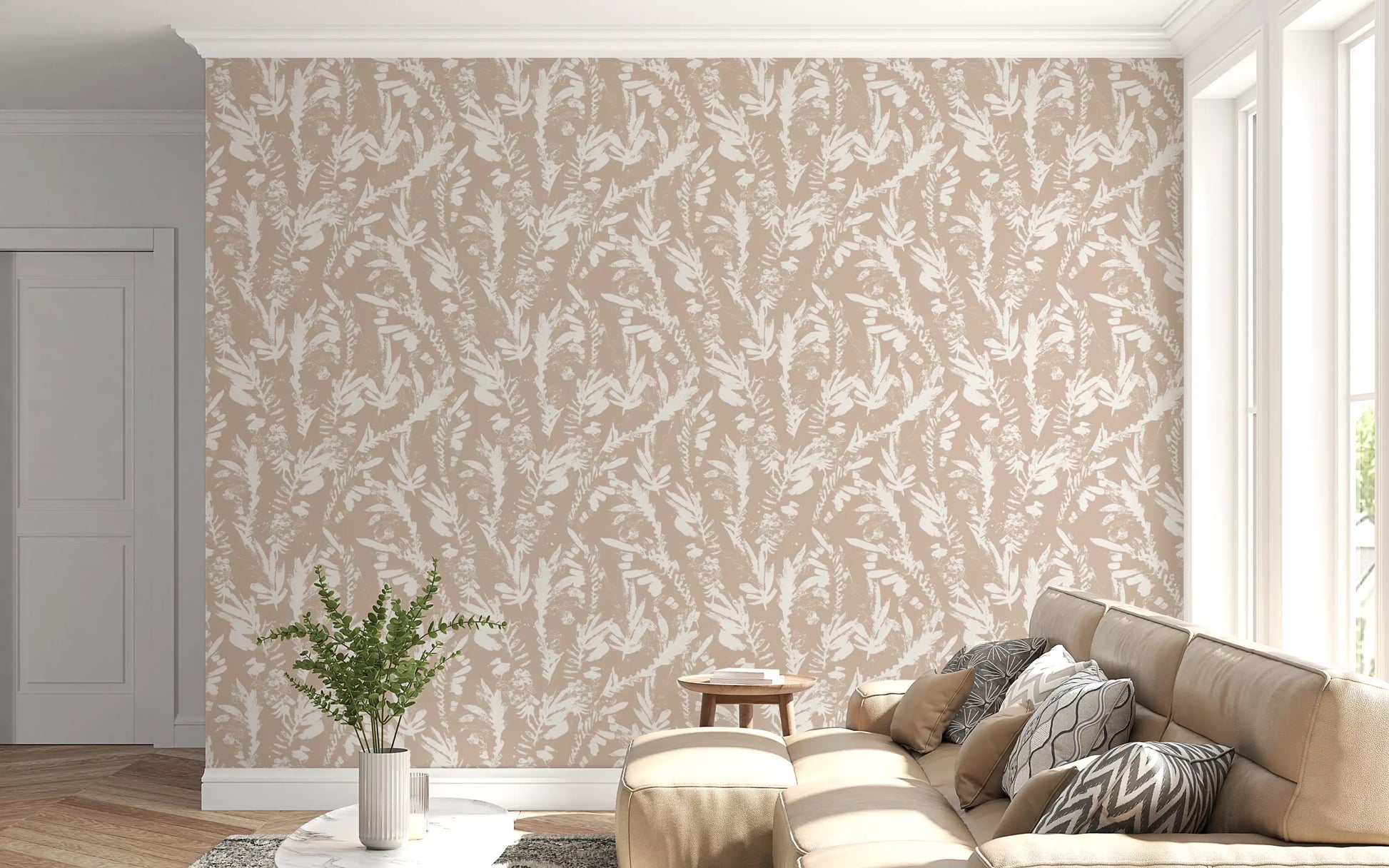 Earthy Brushstroke Leaves Wallpaper⁠