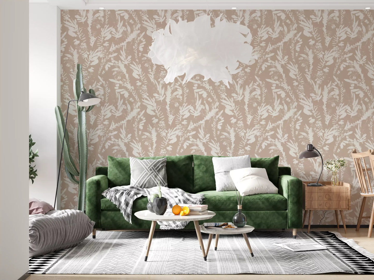 Earthy Brushstroke Leaves Wallpaper⁠