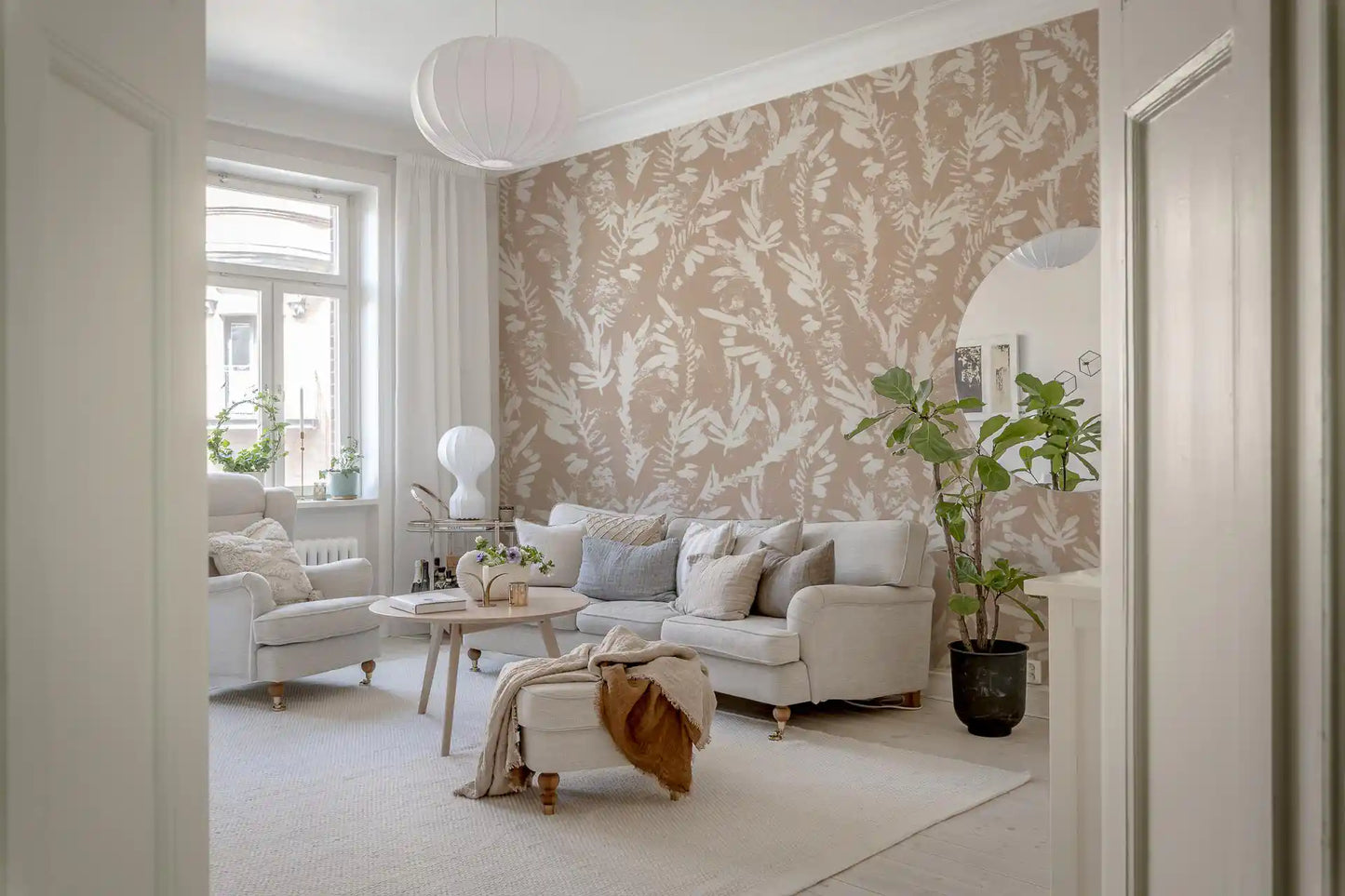 Earthy Brushstroke Leaves Wallpaper⁠