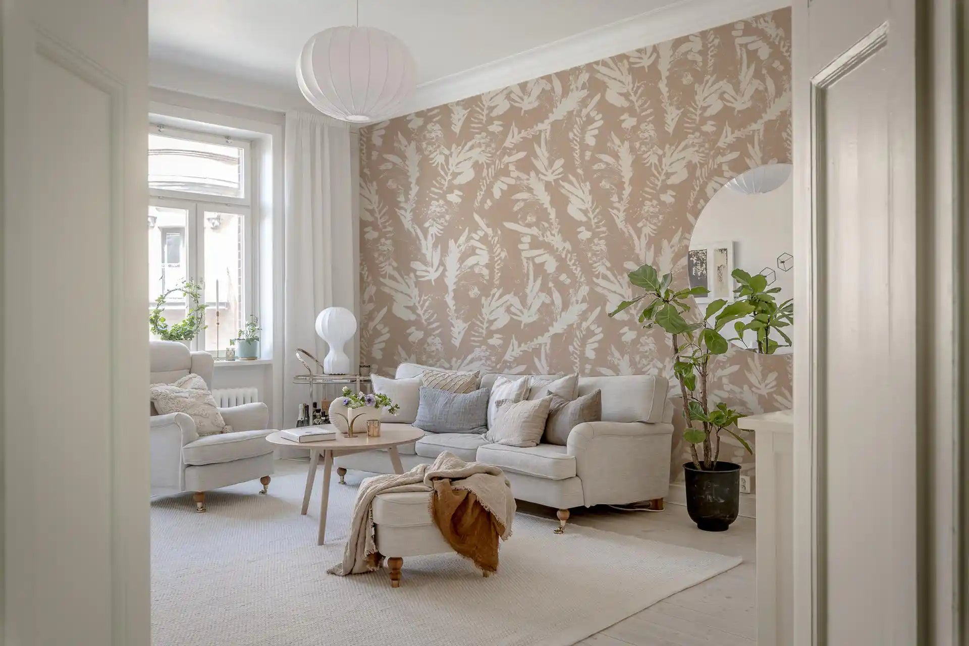 Earthy Brushstroke Leaves Wallpaper⁠