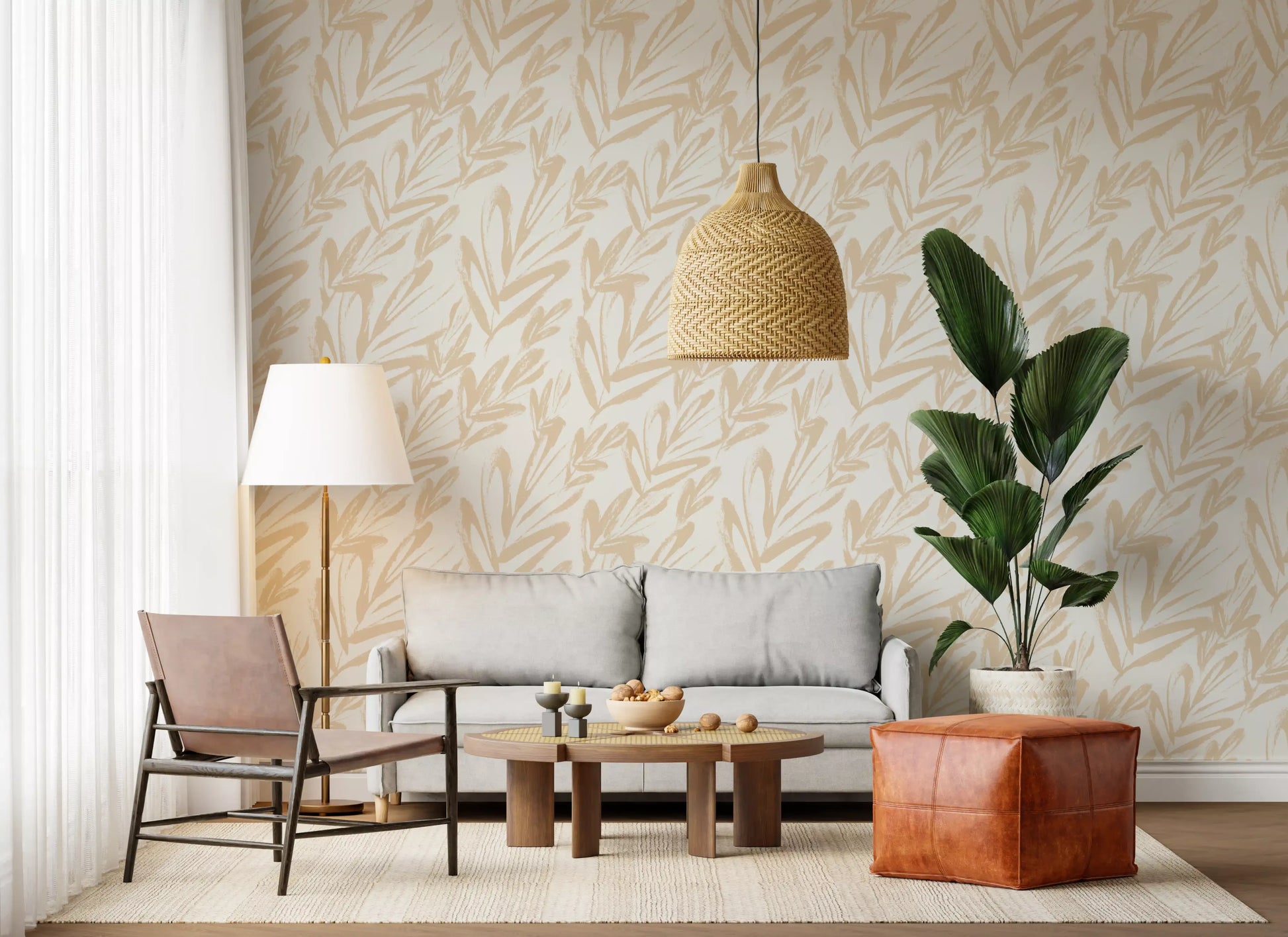 Minimalist Brushstroke Foliage Wallpaper⁠