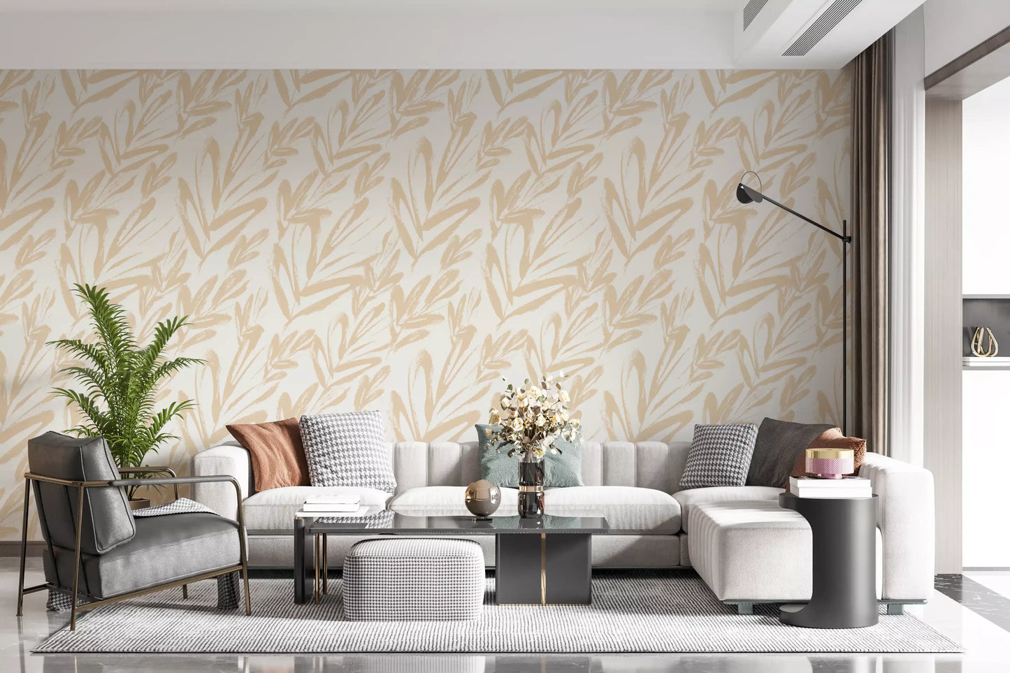 Minimalist Brushstroke Foliage Wallpaper⁠