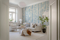Coastal Blue Vertical Brushstroke Stripes Wallpaper⁠