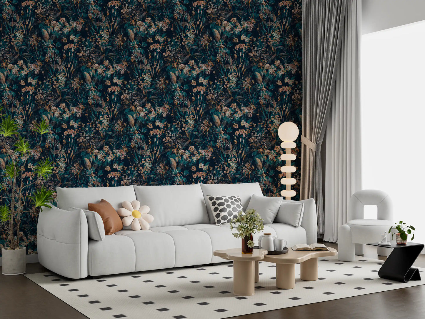 Nocturnal Meadow Pattern Wallpaper⁠