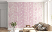 Soft Blush Hand-Painted Vertical Stripes Wallpaper⁠