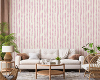 Soft Blush Hand-Painted Vertical Stripes Wallpaper⁠