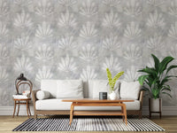 Minimalist Fan Pattern in Grey Wallpaper⁠