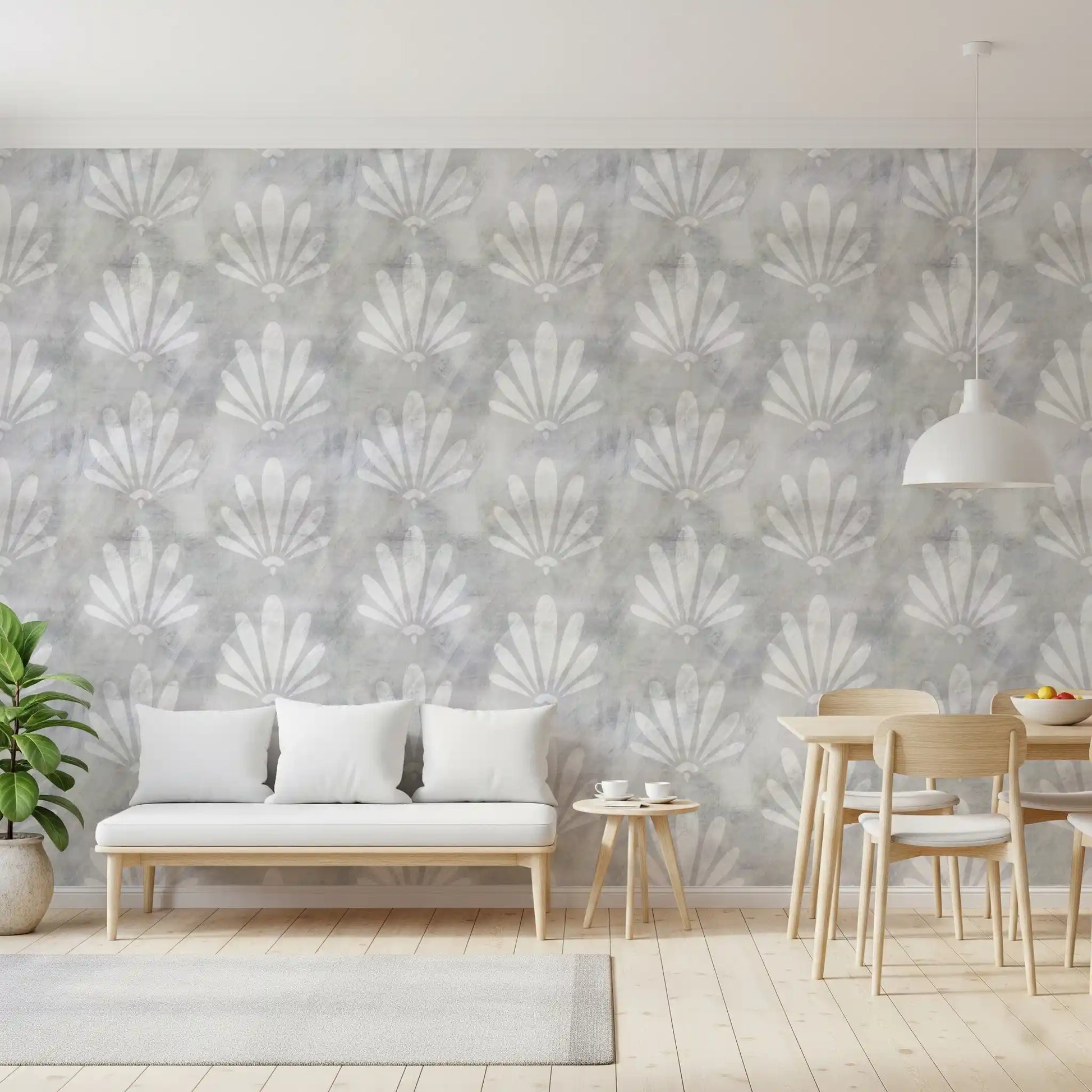 Minimalist Fan Pattern in Grey Wallpaper⁠