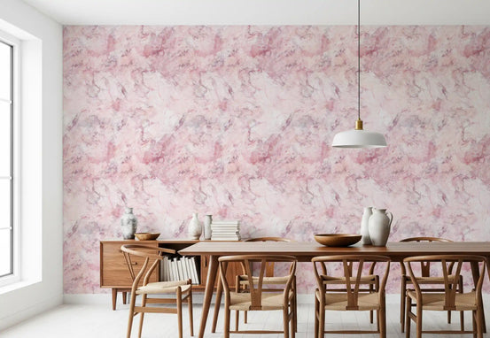 Blush marble stone texture wallpaper with soft pink veining in dining room GD11762