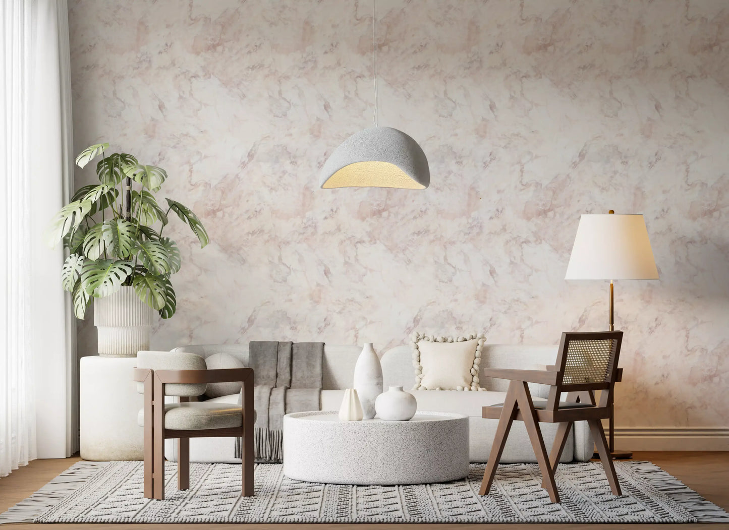 Soft Blush Marble Vein Wallpaper⁠