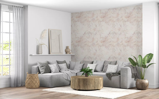 Soft Blush Marble Vein Wallpaper⁠