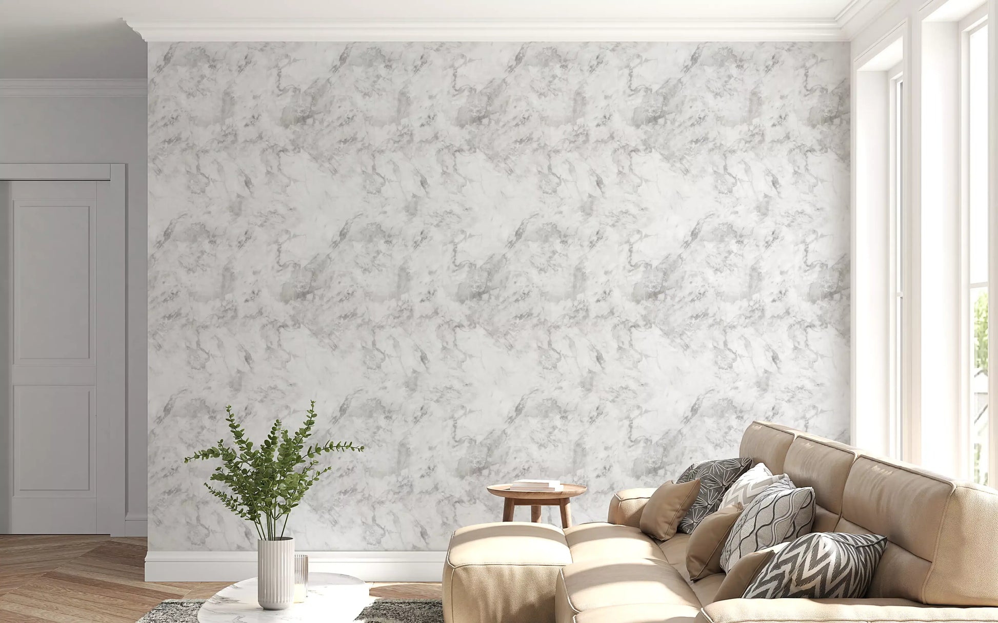 Monochrome Veined Marble Surface Wallpaper⁠