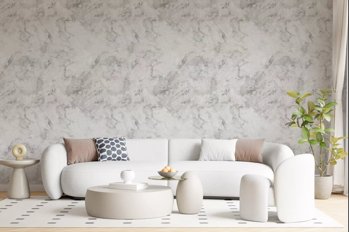 Monochrome Veined Marble Surface Wallpaper⁠
