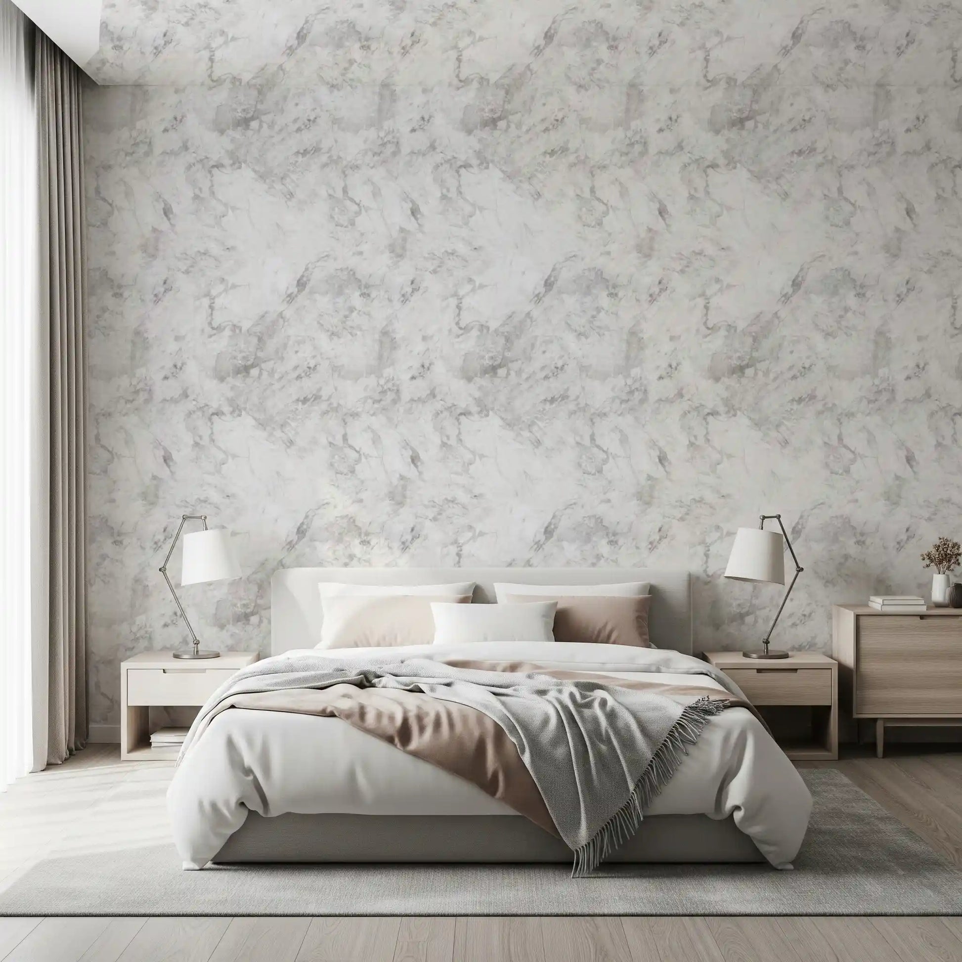 Monochrome Veined Marble Surface Wallpaper⁠