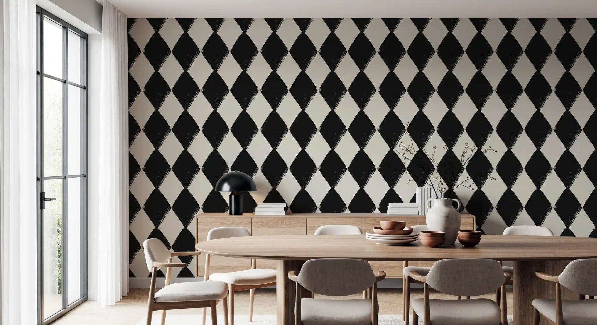 Textured Harlequin Brushwork Wallpaper⁠