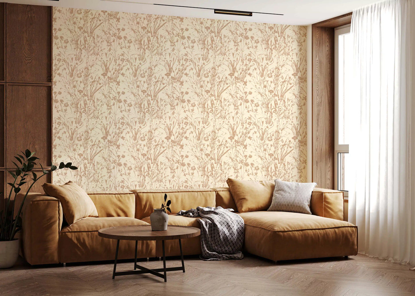 Rustic Botanical Line Art Wallpaper⁠