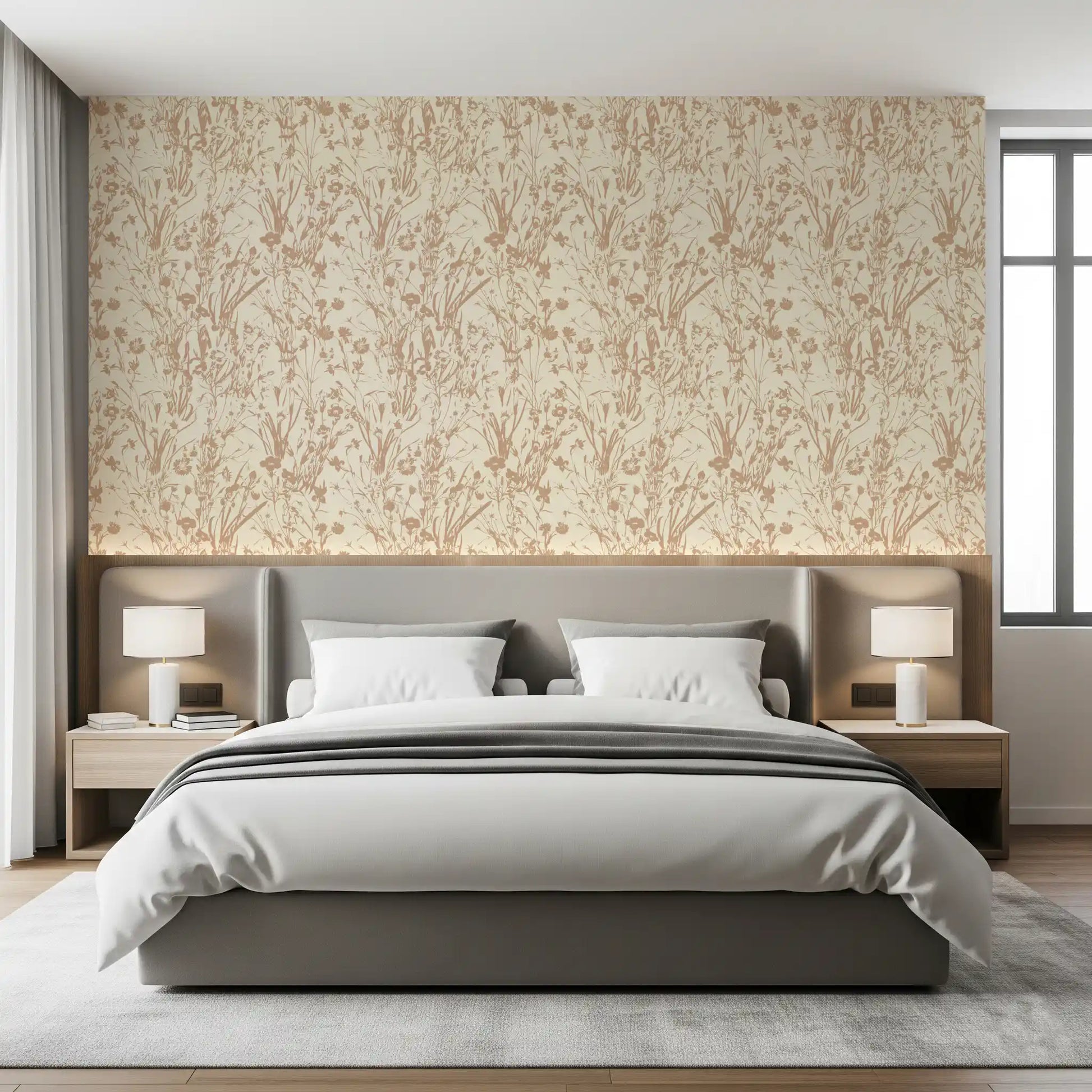 Rustic Botanical Line Art Wallpaper⁠