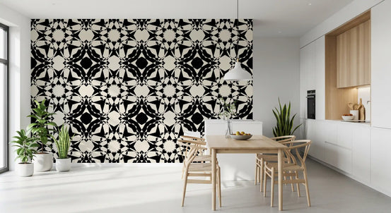 Interlocking Geometric Monochromatic Pattern Wallpaper⁠