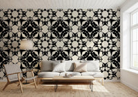 Interlocking Geometric Monochromatic Pattern Wallpaper⁠
