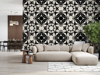 Interlocking Geometric Monochromatic Pattern Wallpaper⁠