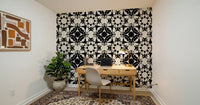 Interlocking Geometric Monochromatic Pattern Wallpaper⁠