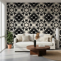 Interlocking Geometric Monochromatic Pattern Wallpaper⁠