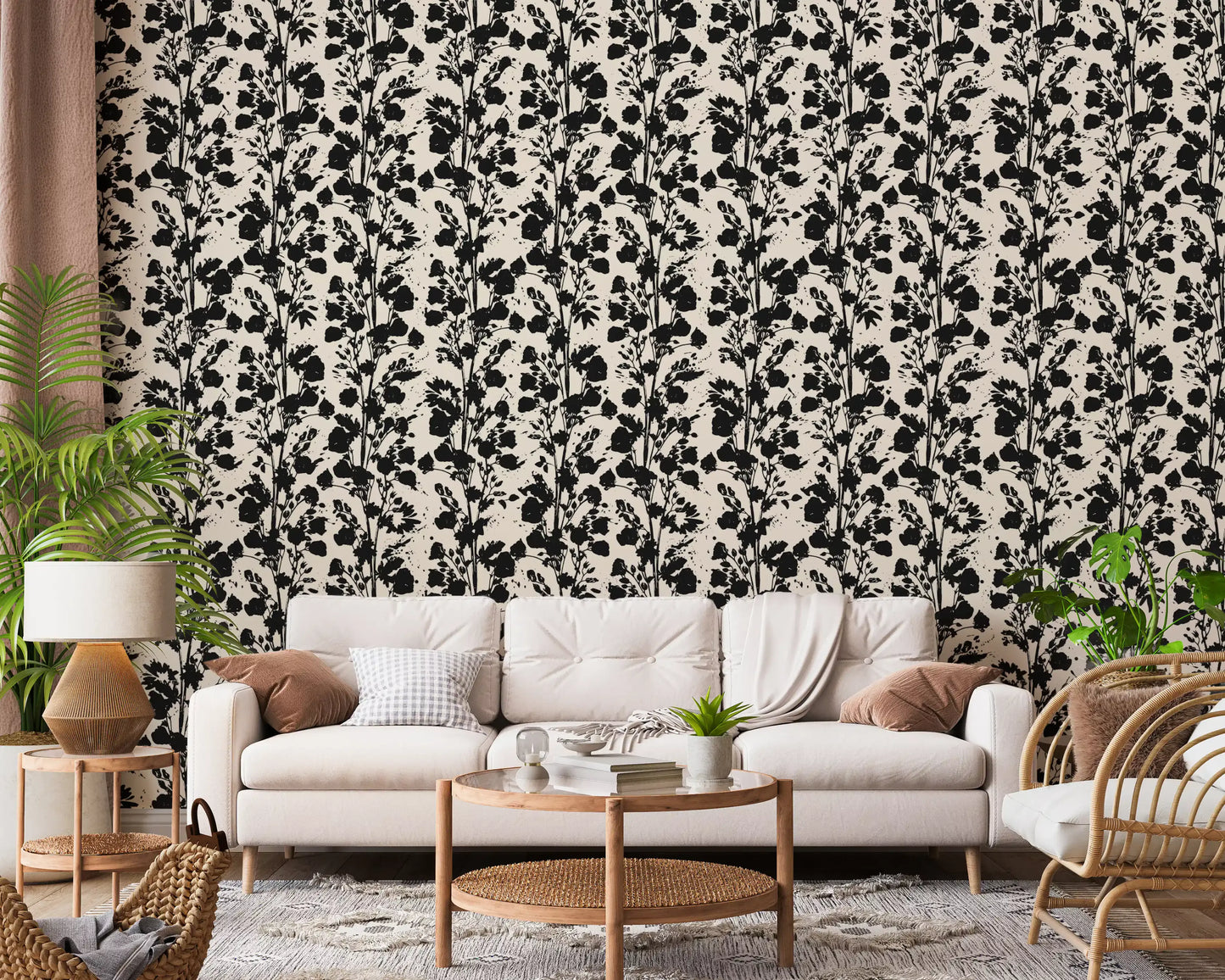 Ink Blossom Silhouette Wallpaper⁠