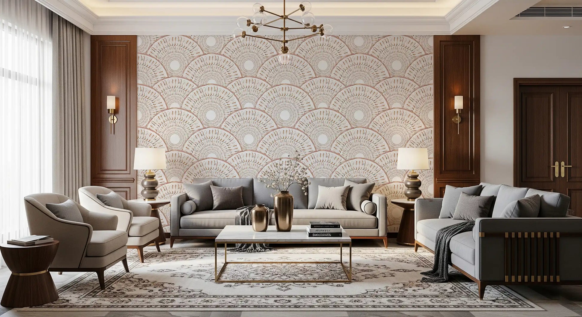 Art Deco Fan Radiating Arcs Wallpaper⁠