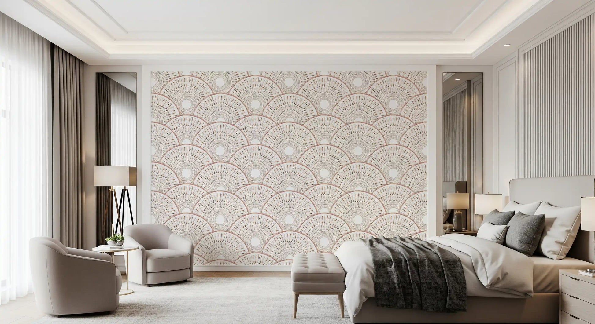 Art Deco Fan Radiating Arcs Wallpaper⁠