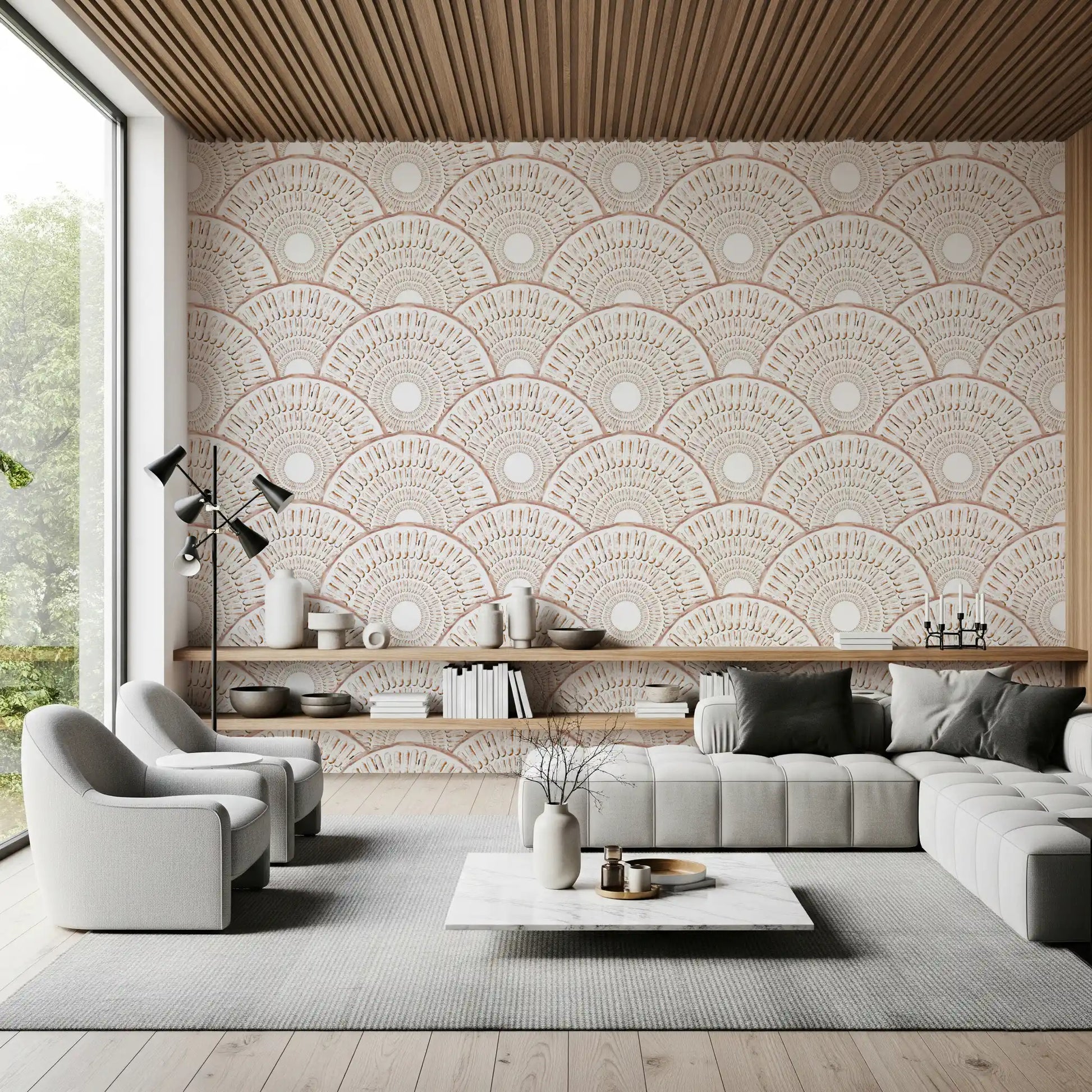 Art Deco Fan Radiating Arcs Wallpaper⁠
