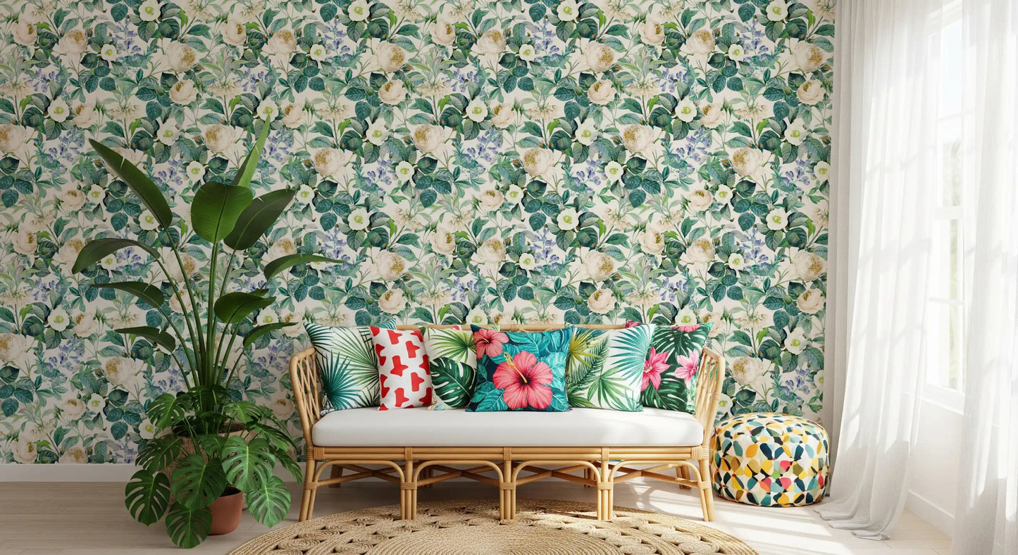 Vintage Botanical English Garden Flora Wallpaper⁠