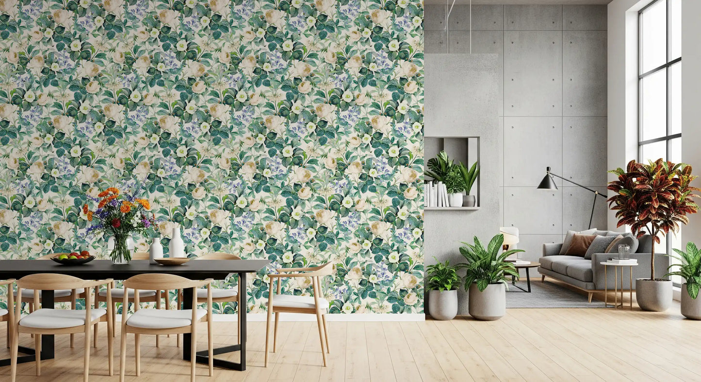 Vintage Botanical English Garden Flora Wallpaper⁠