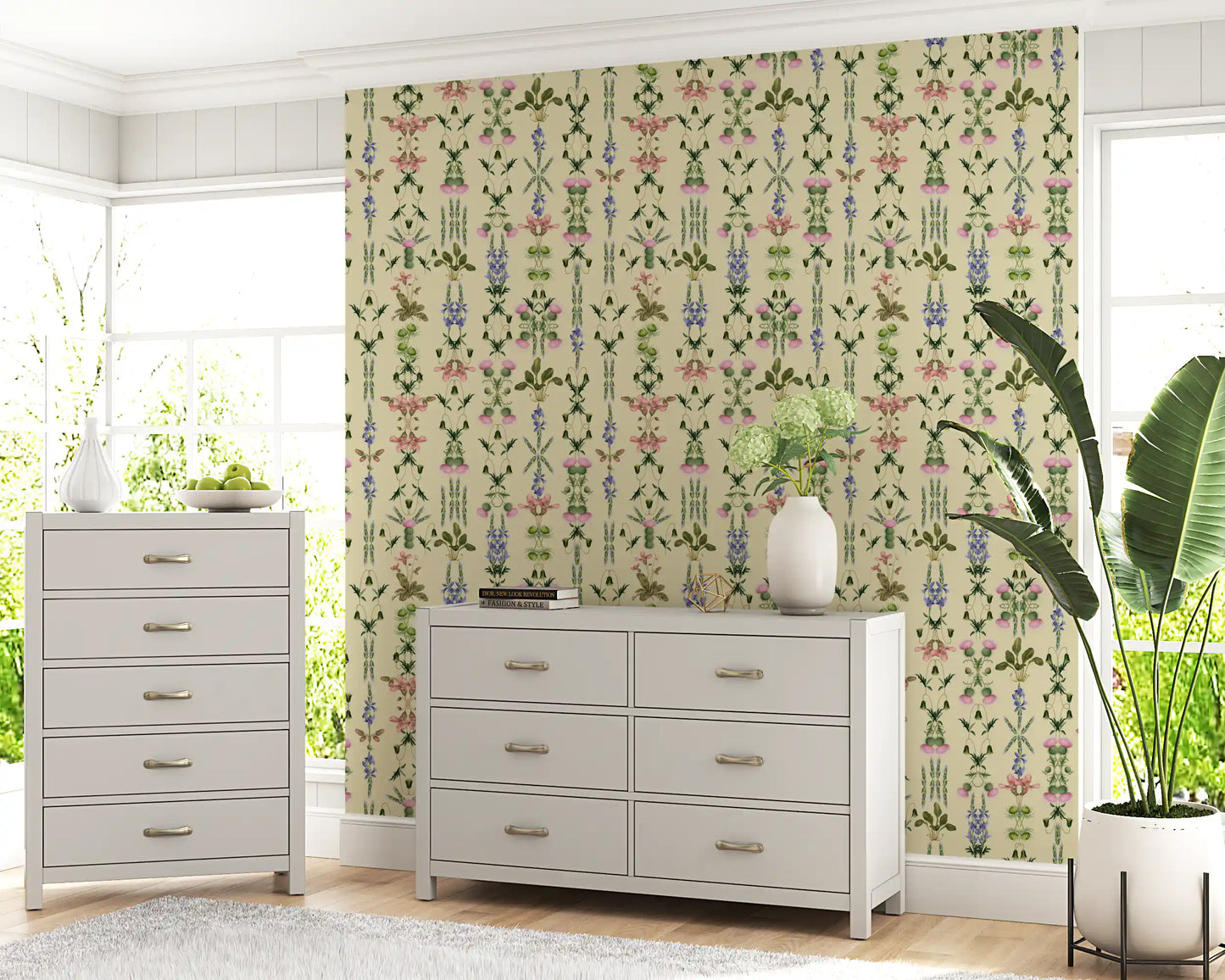 Heritage Field Flora Pistachio Wallpaper⁠