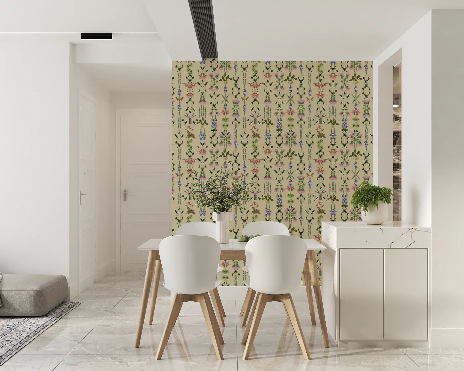 Heritage Field Flora Pistachio Wallpaper⁠