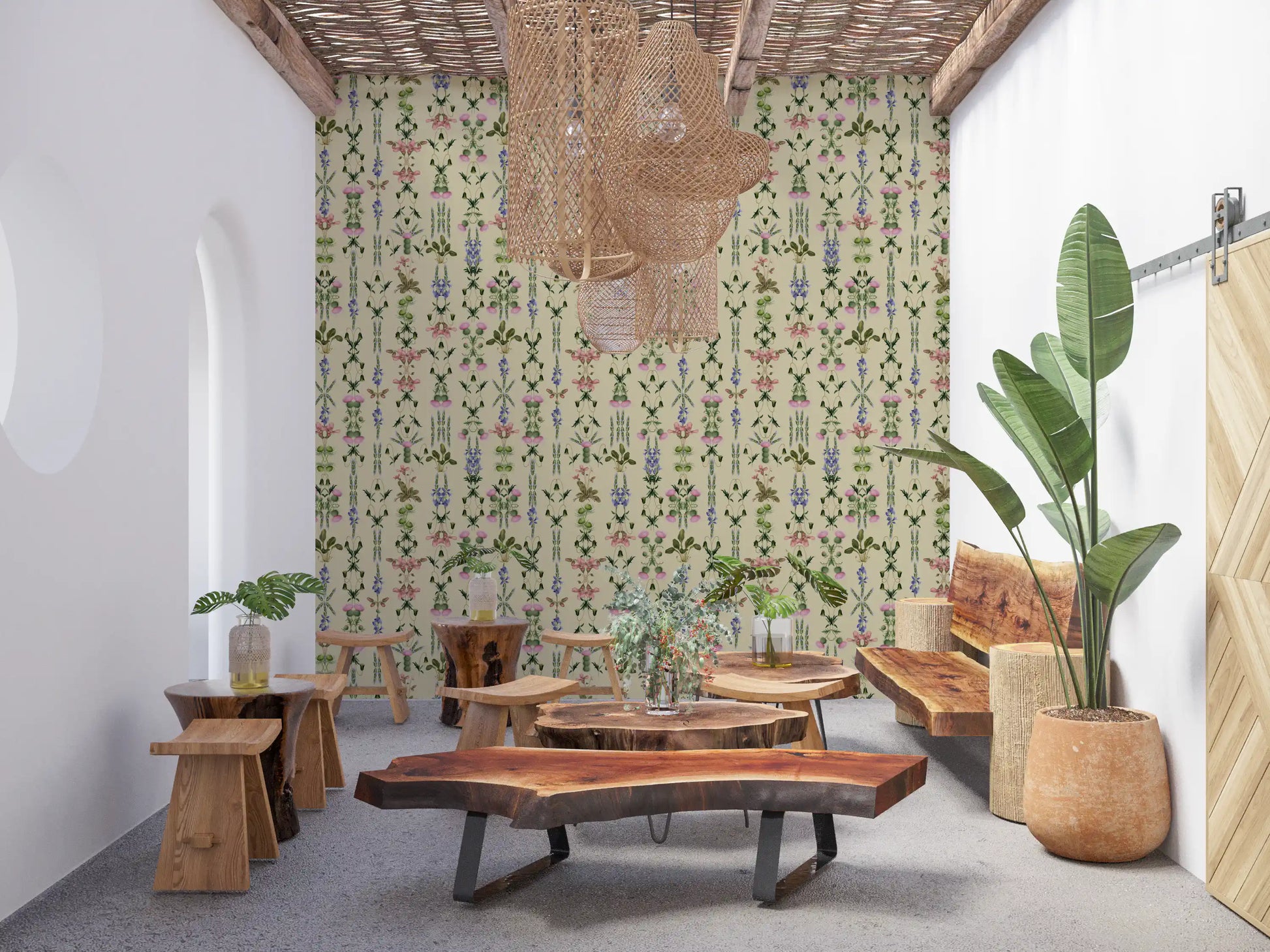 Heritage Field Flora Pistachio Wallpaper⁠