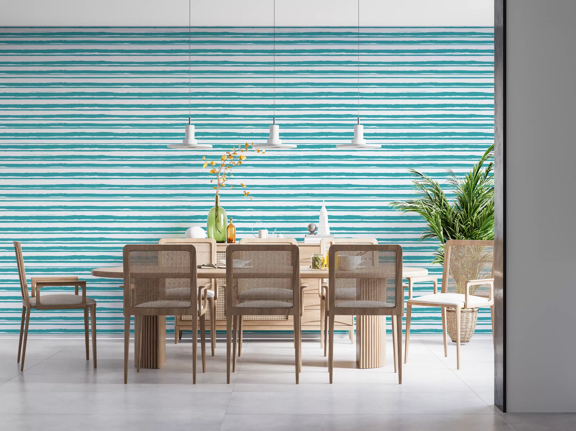 Organic Teal Stroke Texture Wallpaper⁠