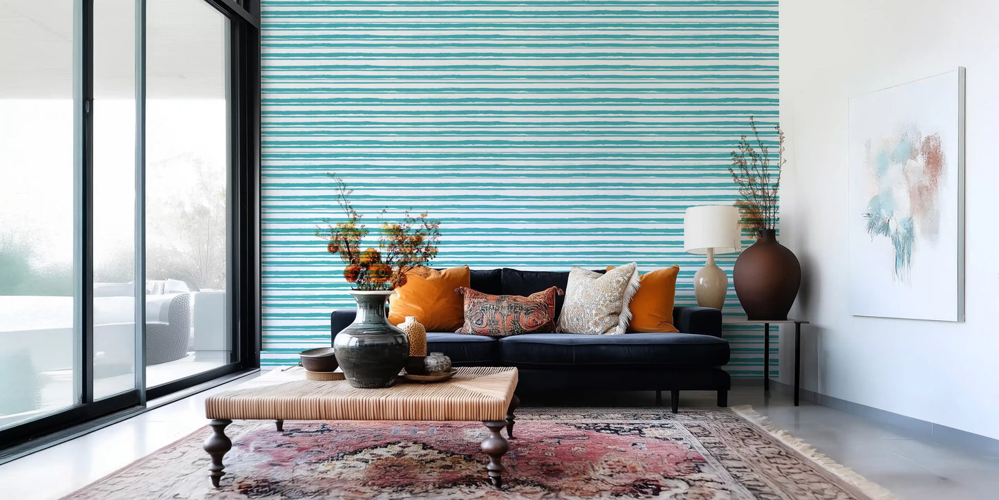 Organic Teal Stroke Texture Wallpaper⁠