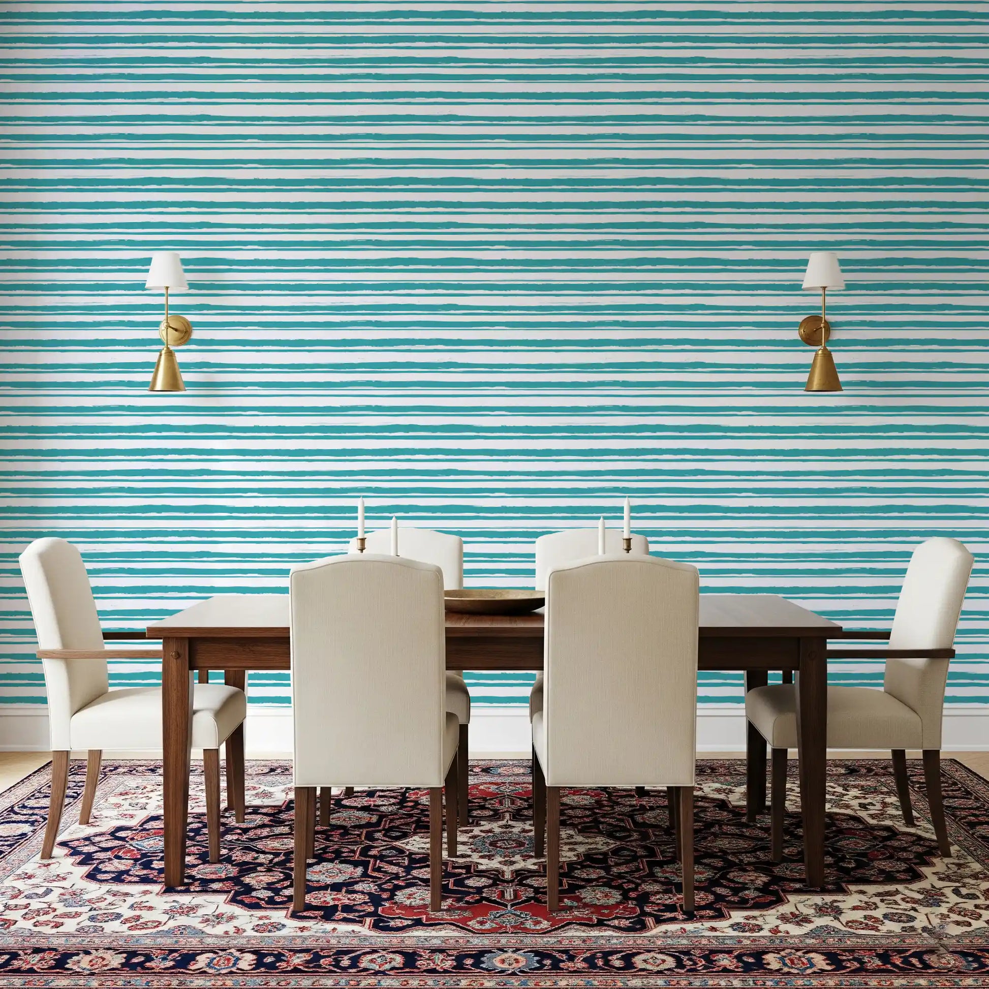 Organic Teal Stroke Texture Wallpaper⁠