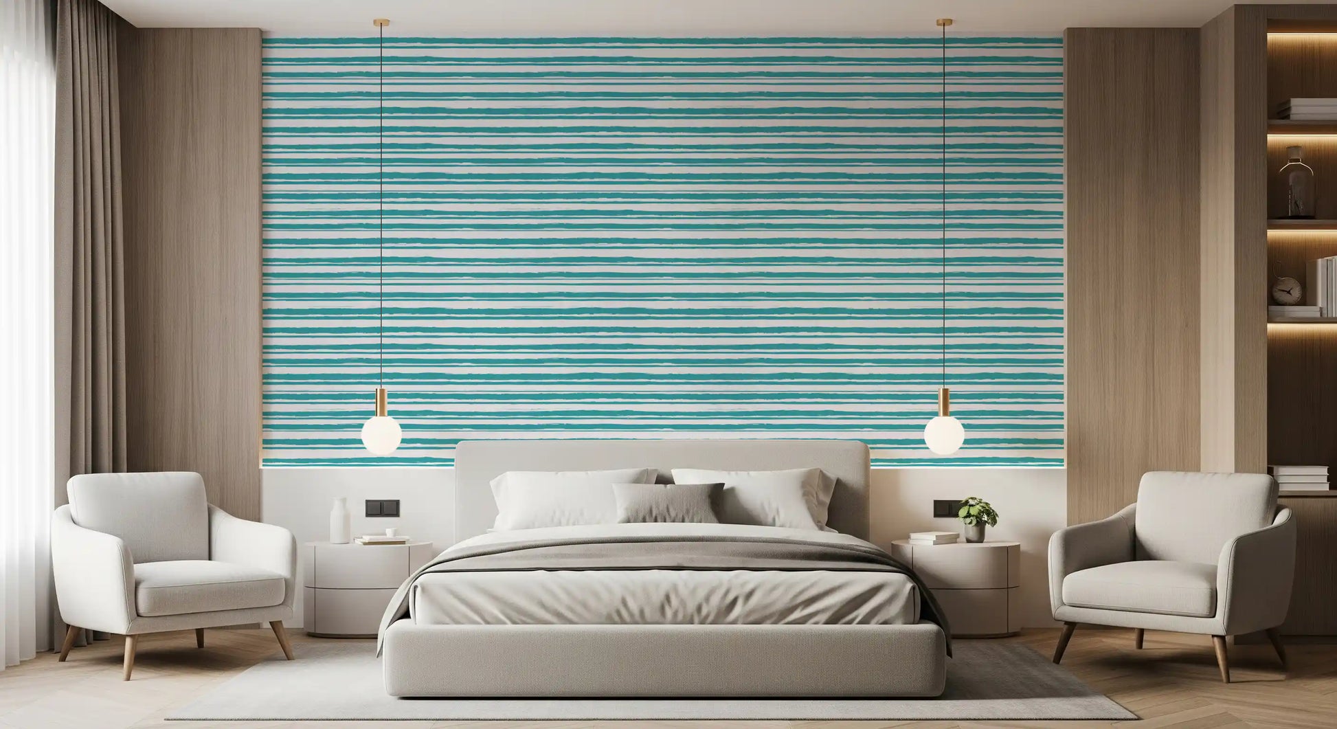 Organic Teal Stroke Texture Wallpaper⁠