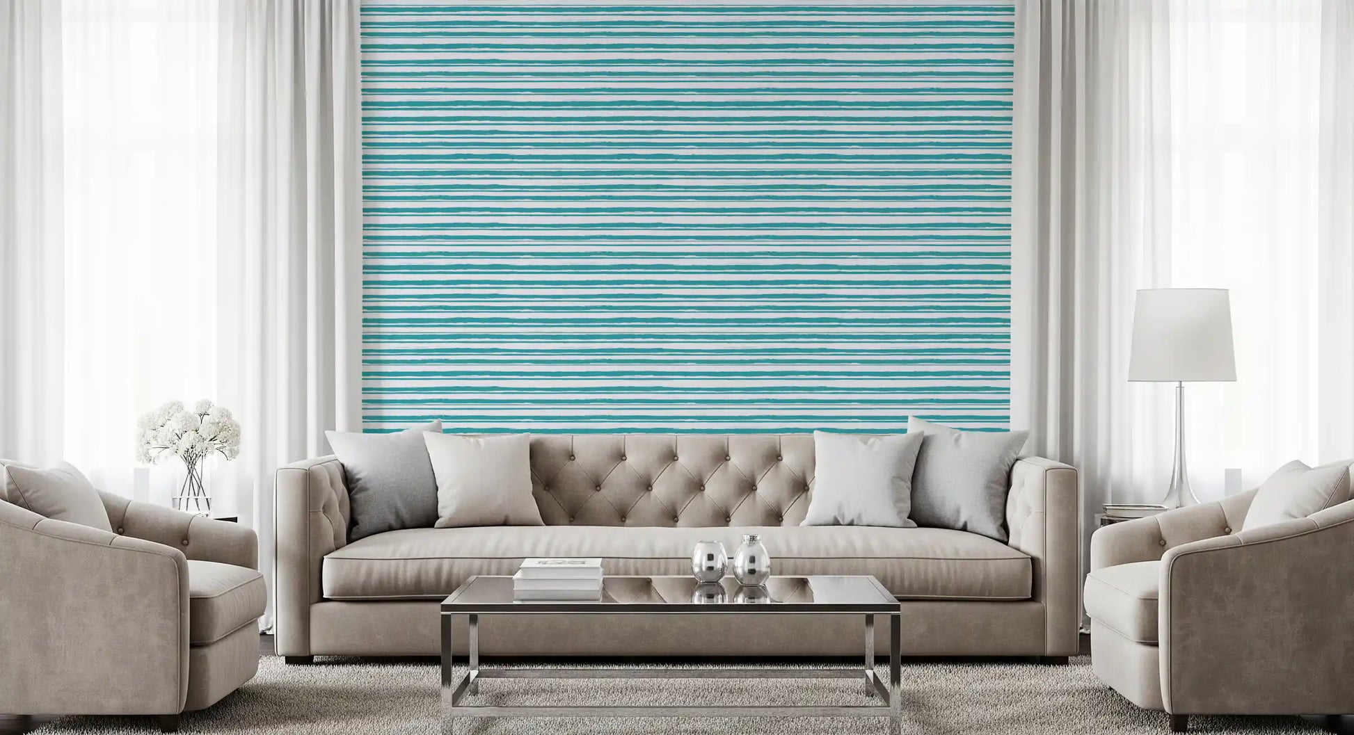 Organic Teal Stroke Texture Wallpaper⁠