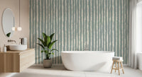 Organic Sage Green Line Pattern Wallpaper⁠