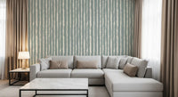 Organic Sage Green Line Pattern Wallpaper⁠