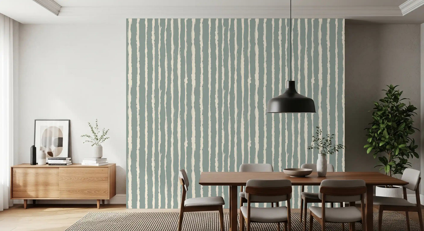 Organic Sage Green Line Pattern Wallpaper⁠