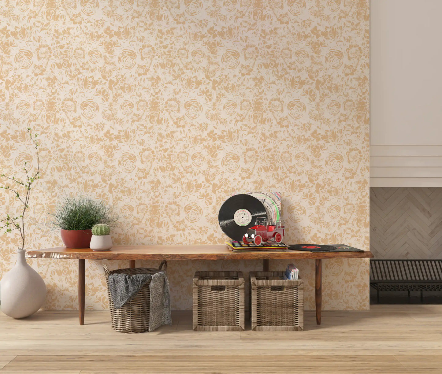 Soft Neutral Botanical Illustration Wallpaper⁠
