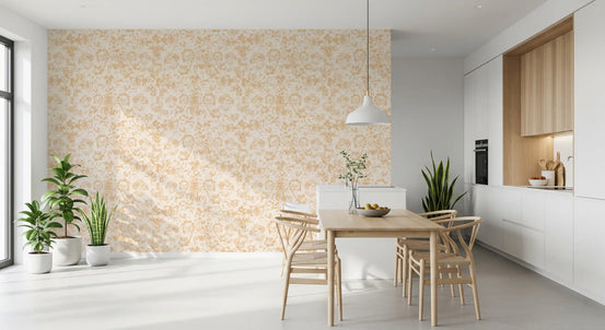 Soft Neutral Botanical Illustration Wallpaper⁠