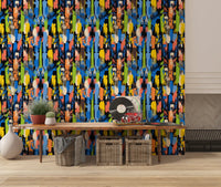 Eclectic Multicoloured Brushwork Art Wallpaper⁠