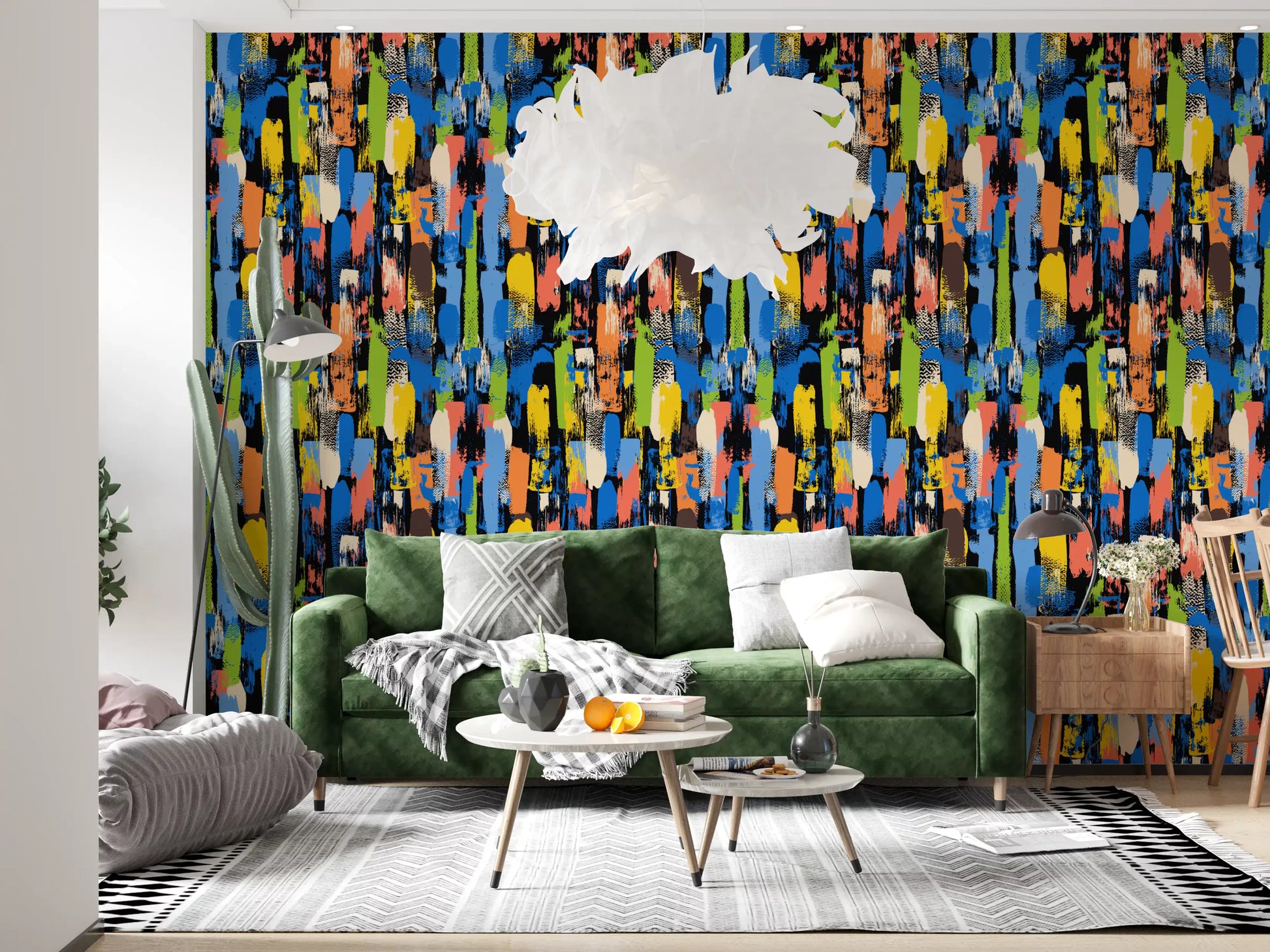 Eclectic Multicoloured Brushwork Art Wallpaper⁠