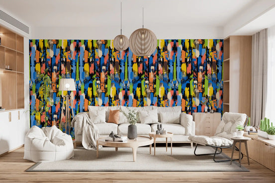 Eclectic Multicoloured Brushwork Art Wallpaper⁠