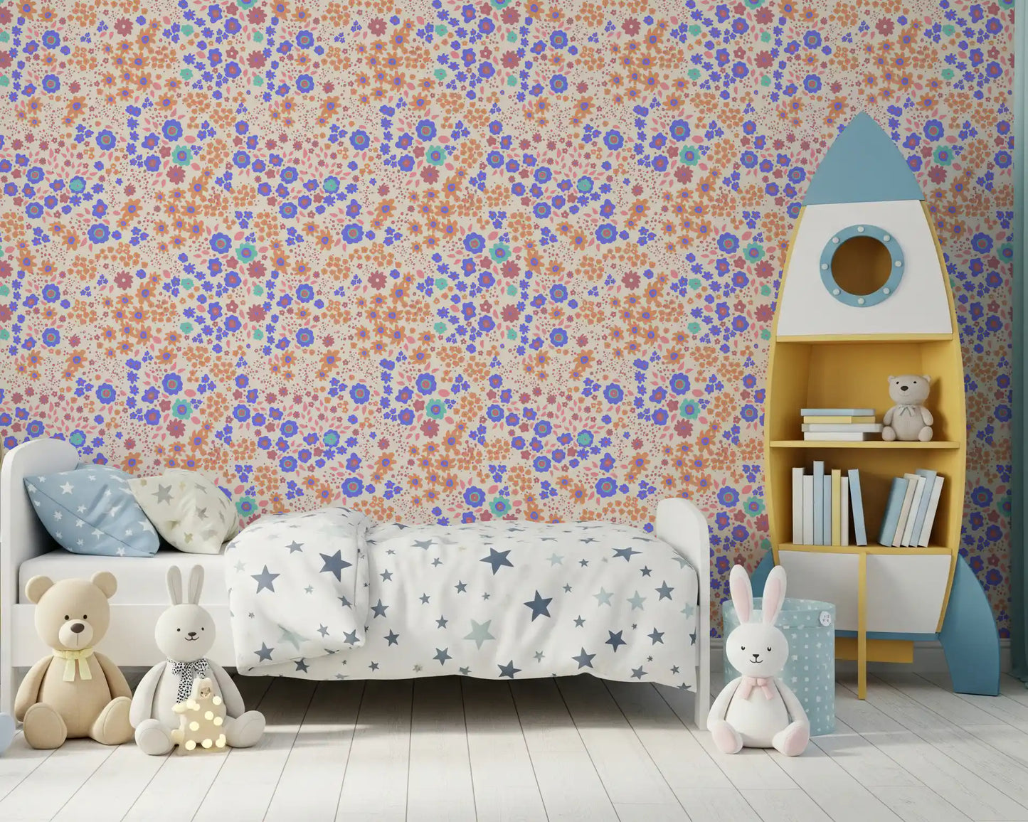 Cheerful Painted Meadow Bloom Wallpaper⁠